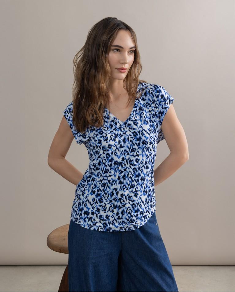 Surkana Camiseta Elástica Viscosa Bamboo Azul