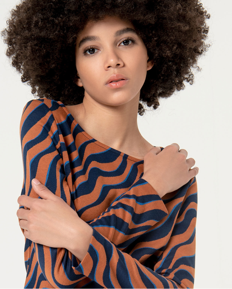 Surkana Camiseta Jacquard Escote Barco Marrón