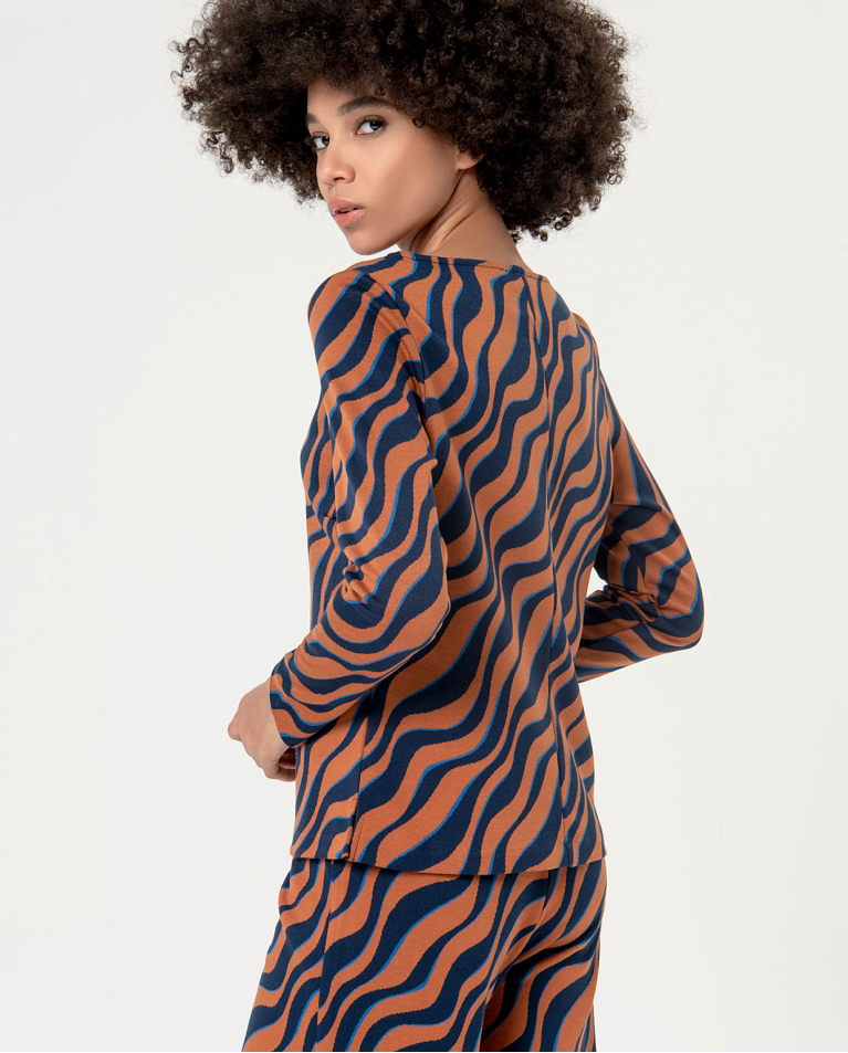 Surkana Camiseta Jacquard Escote Barco Marrón