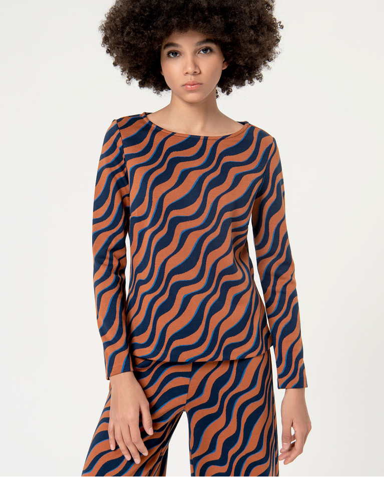 surkana Camiseta jacquard escote barco Marrón