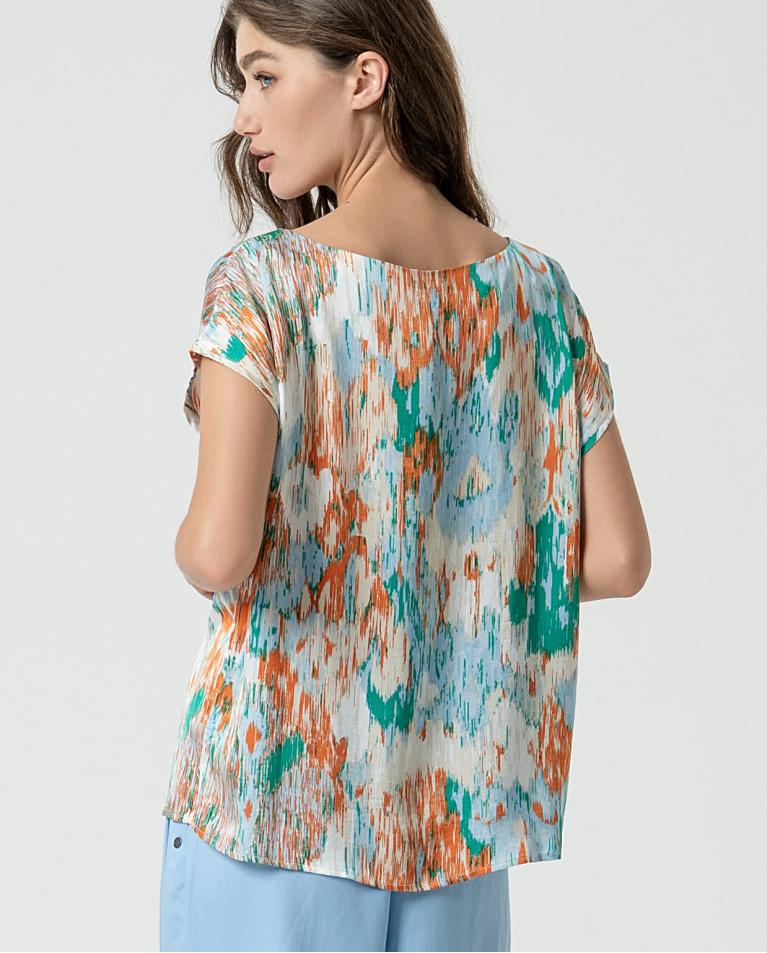 Surkana Camiseta Satinada Estampada Azul