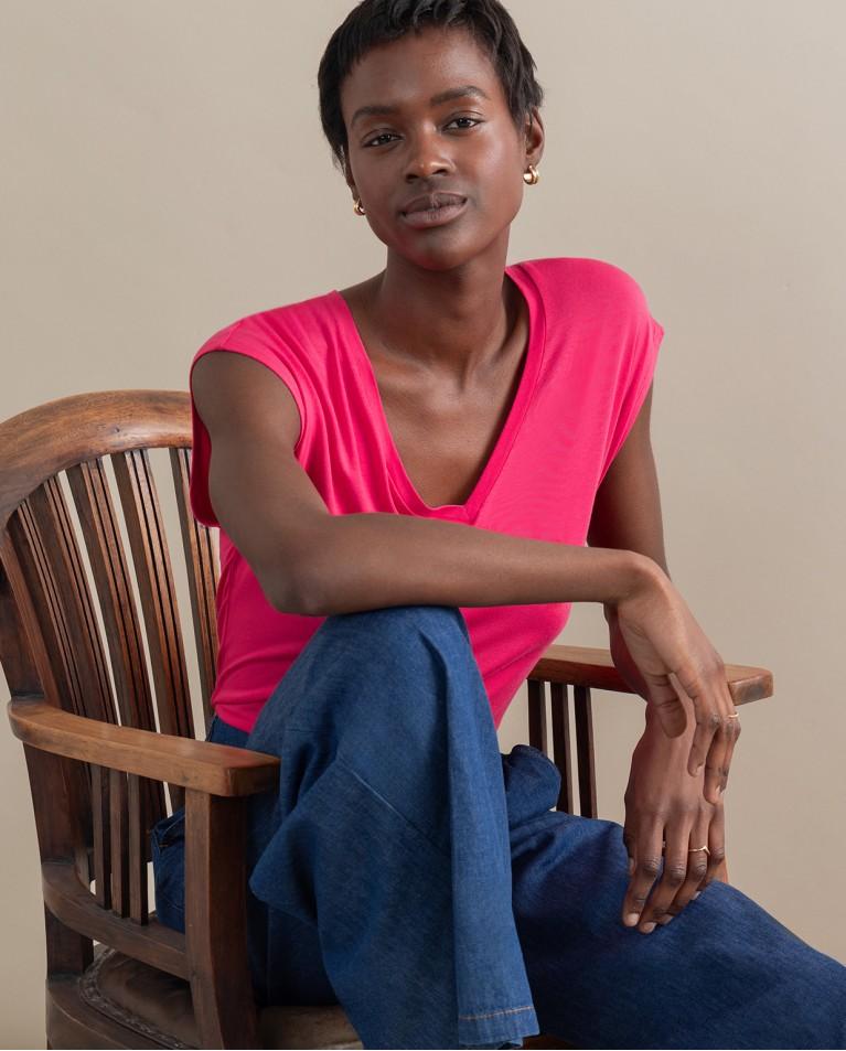 Surkana Camiseta Sin Mangas Bamboo Lisa Fucsia