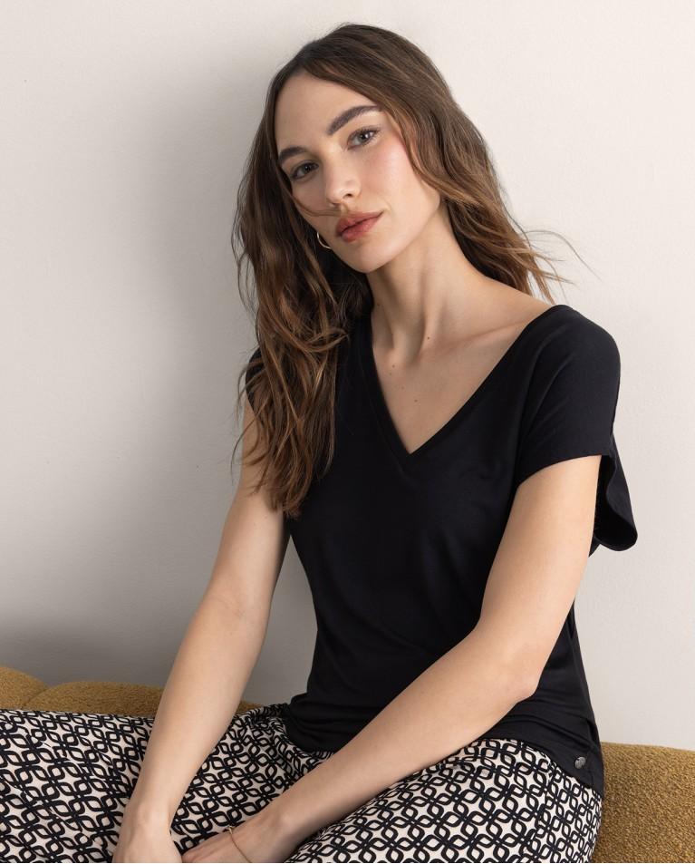 surkana Camiseta sin mangas bamboo lisa Negro