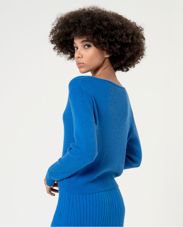 Surkana Cárdigan Corto De Canalé Azul