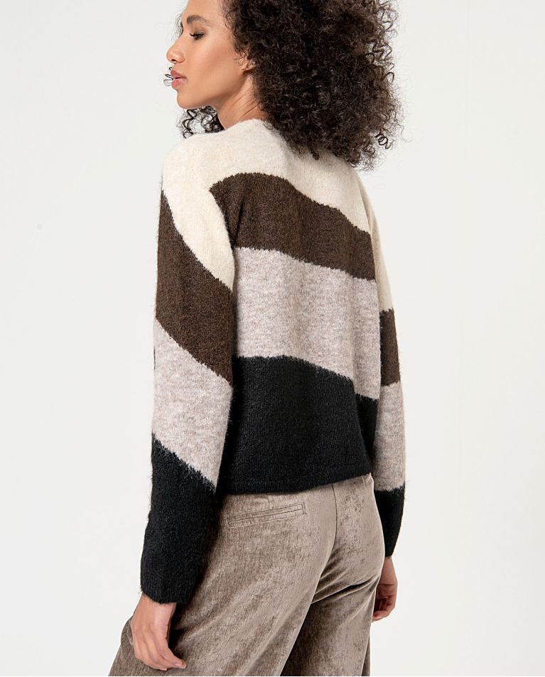 Surkana Cárdigan Corto De Punto Piedra