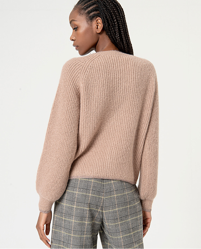 Surkana Cárdigan De Punto Grueso Liso Piedra