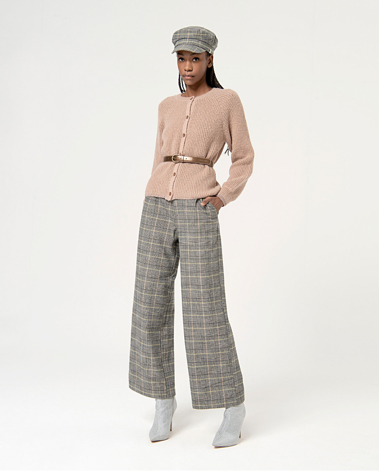 Surkana Cárdigan De Punto Grueso Liso Piedra