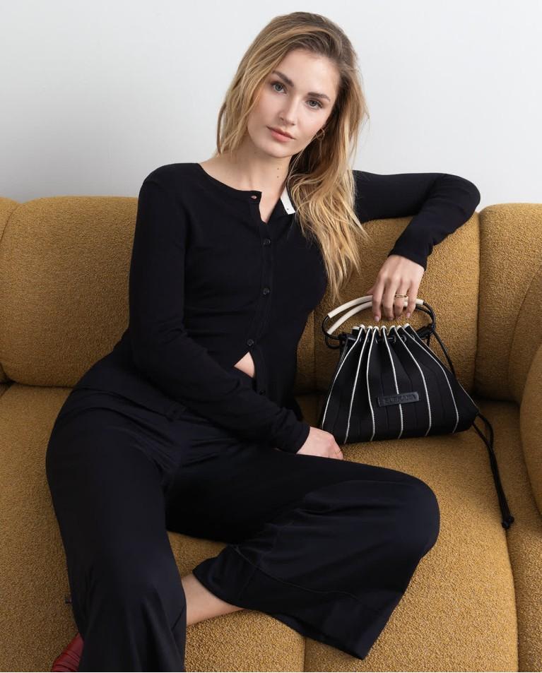 Surkana Cárdigan De Punto Manga Larga Liso Negro