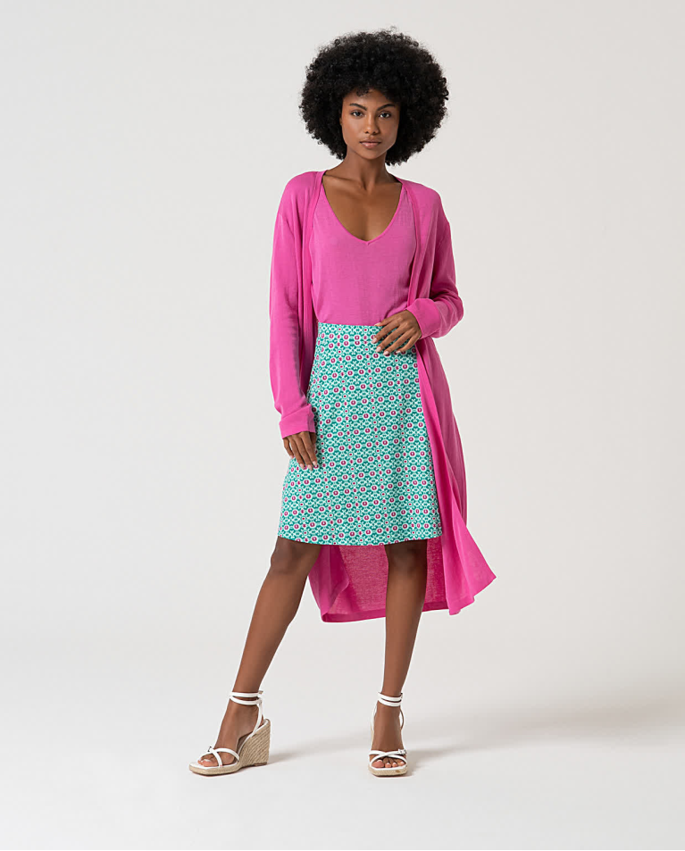 surkana Cárdigan largo algodón liso Rosa