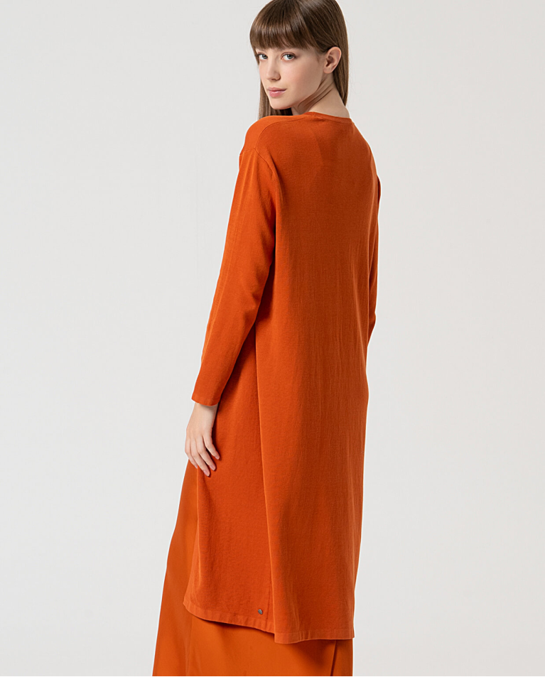 Surkana Cárdigan Largo Algodón Liso Teja