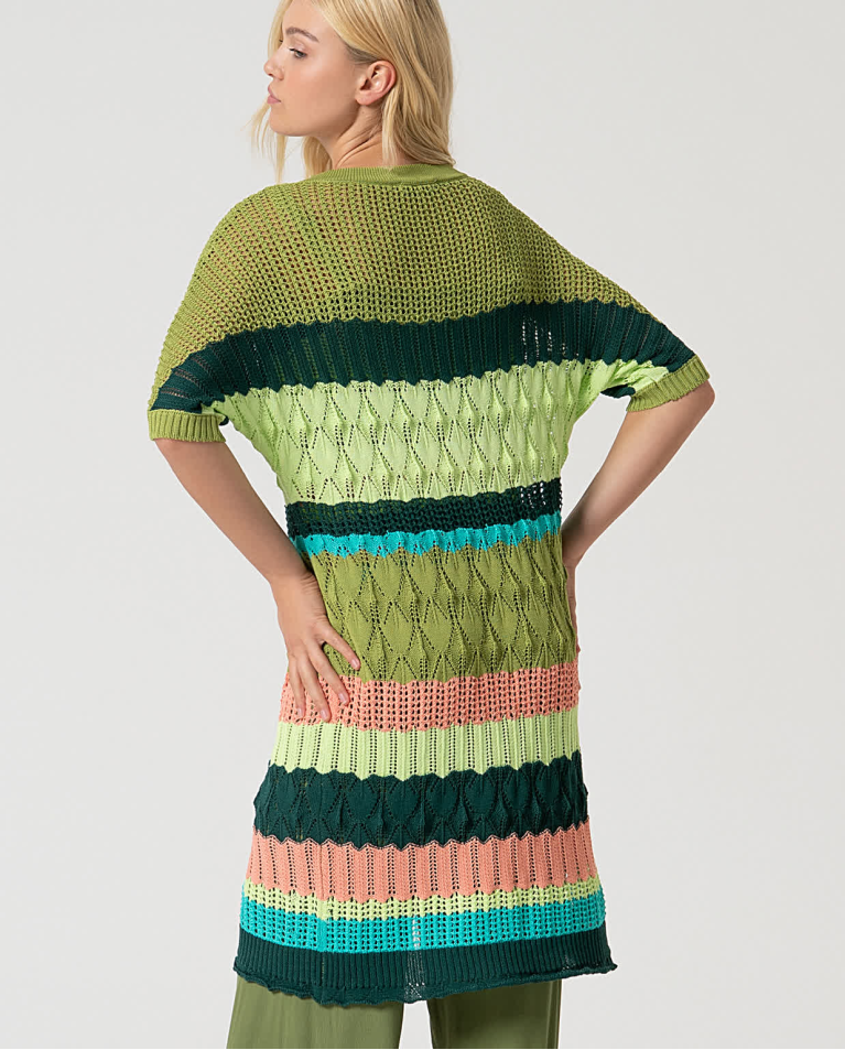 Surkana Cárdigan Largo De Crochet Verde