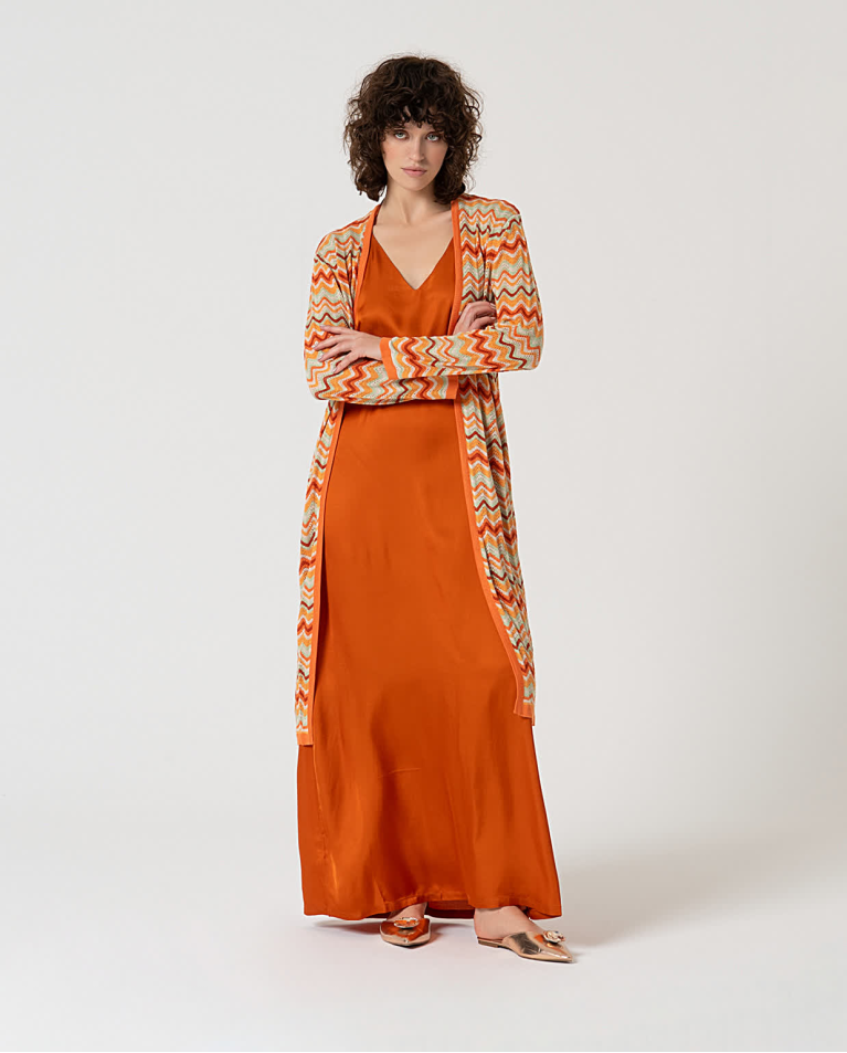 Surkana Cárdigan Largo Tricot Naranja