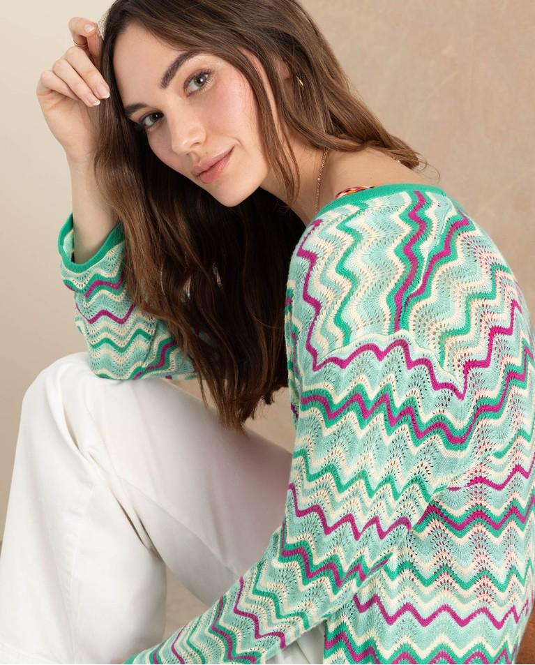 Surkana Cárdigan Largo Tricot Turquesa