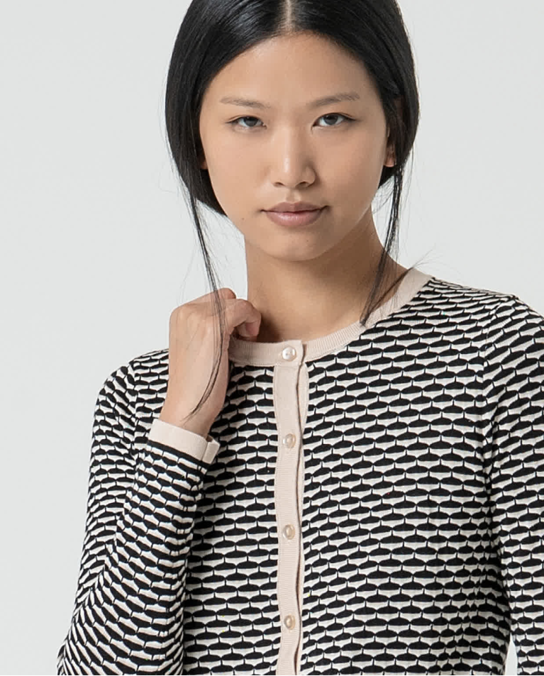 Surkana Cárdigan Manga Larga Estampado Negro