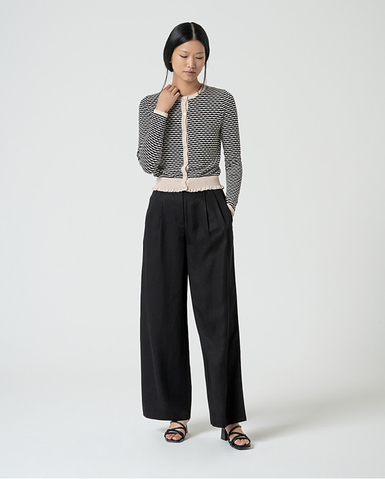 Surkana Cárdigan Manga Larga Estampado Negro