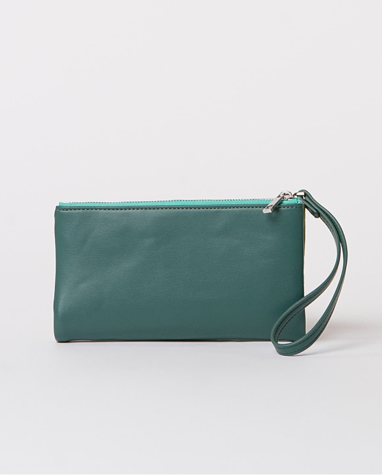 Surkana Cartera Blanda Tricolor Efecto Piel Verde