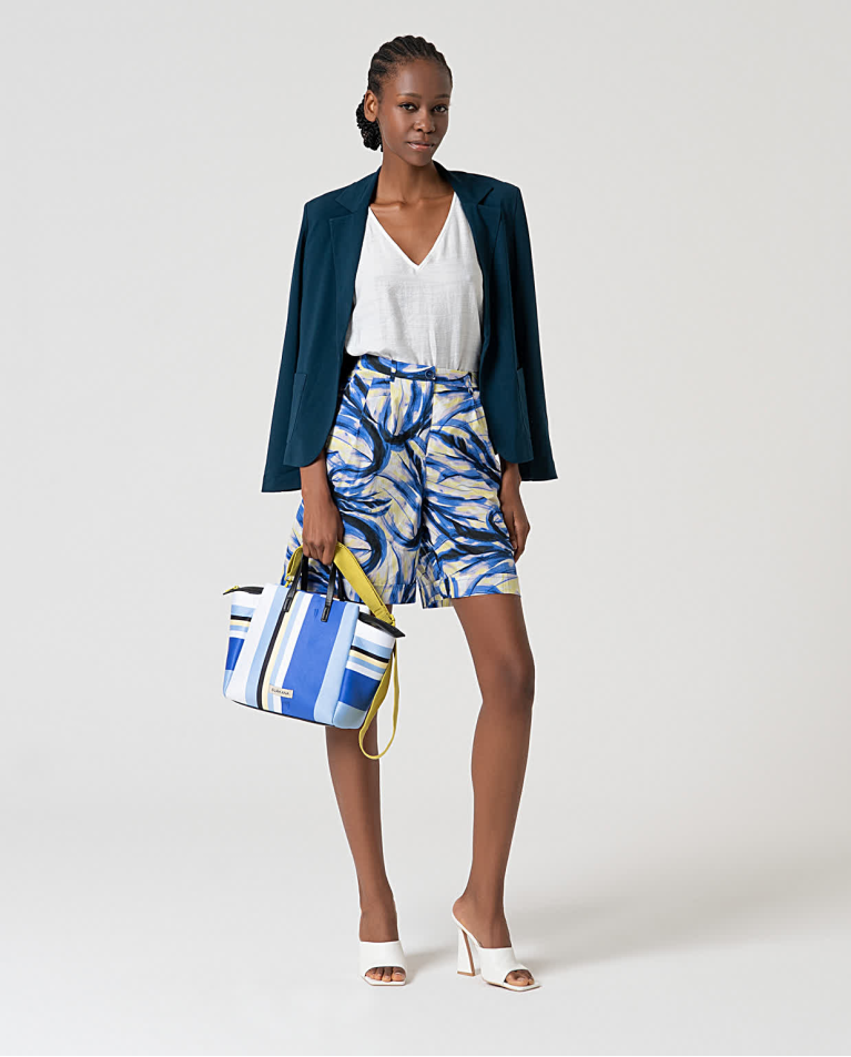 Surkana Cartera De Neopreno Estampada Azul