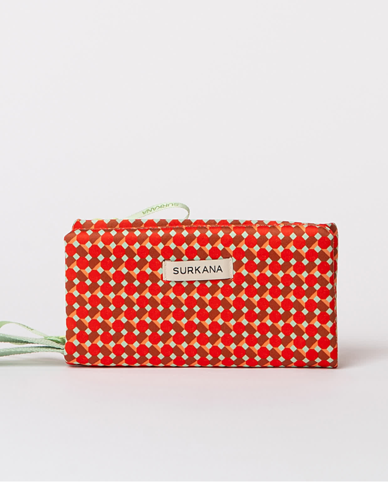 Surkana Cartera Doble De Neopreno Estampado Rojo