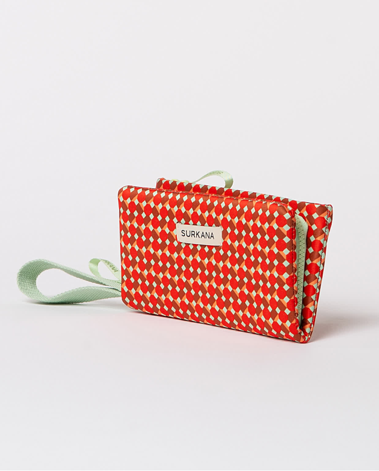 Surkana Cartera Doble De Neopreno Estampado Rojo