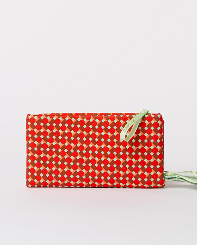 Surkana Cartera Doble De Neopreno Estampado Rojo