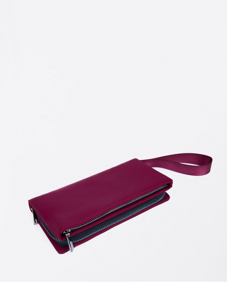 Surkana Cartera Doble Grande De Nylon Morado
