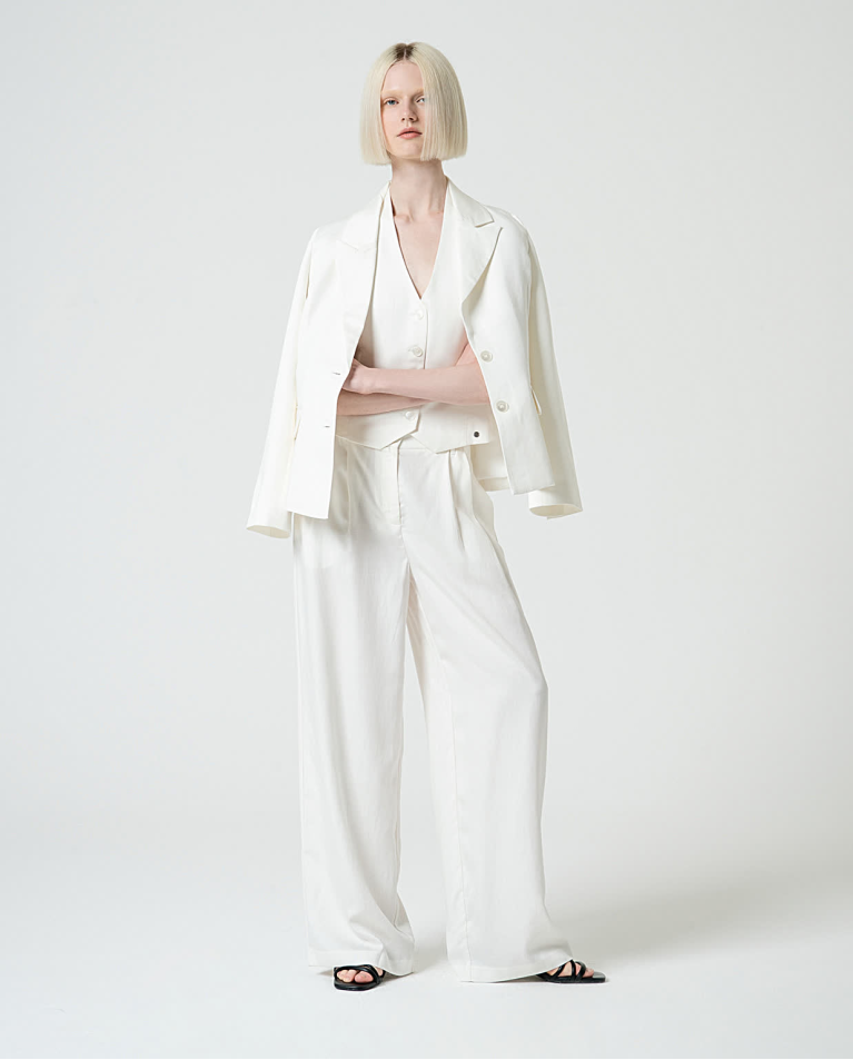 Surkana Chaleco Cuello Halter Liso Blanco