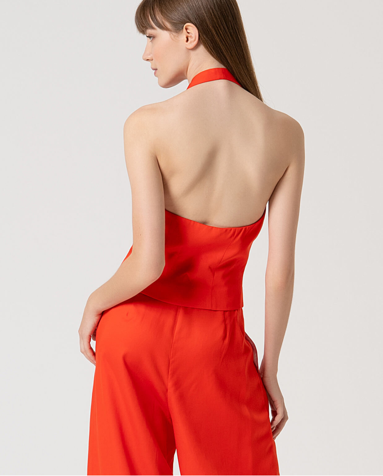 Surkana Chaleco Cuello Halter Liso Naranja