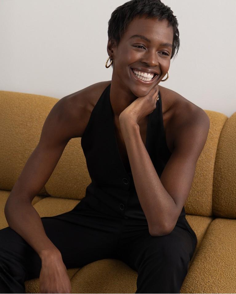 Surkana Chaleco Cuello Halter Liso Negro