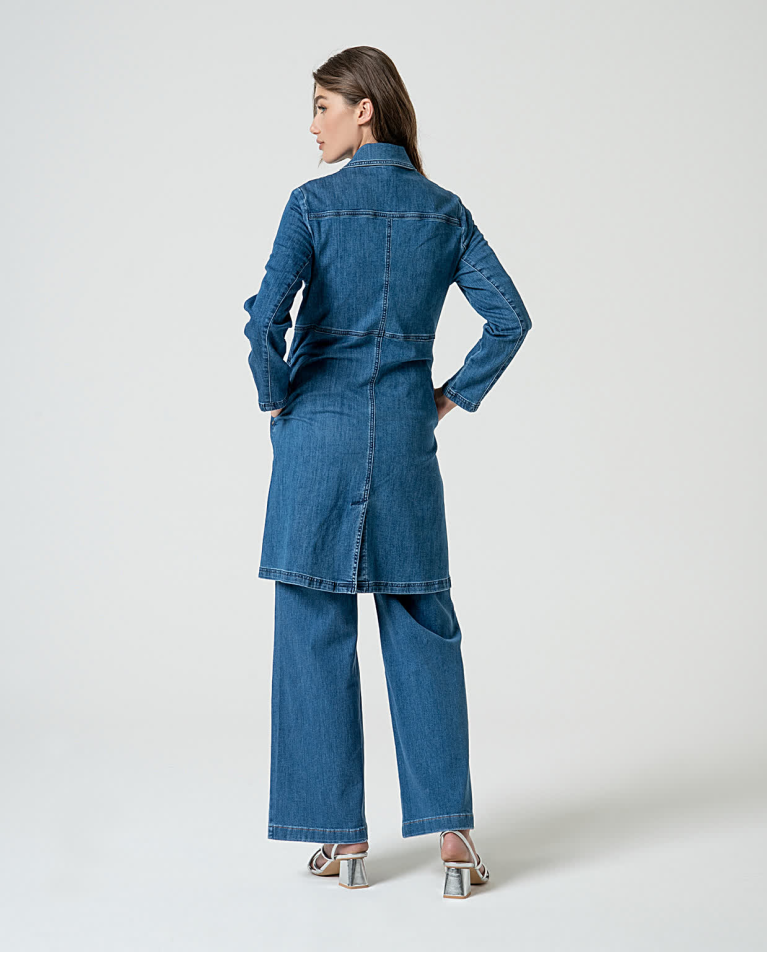 Surkana Chaqueta Denim Larga Azul