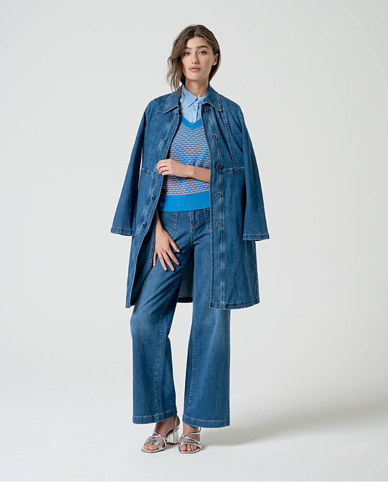 Surkana Chaqueta Denim Larga Azul