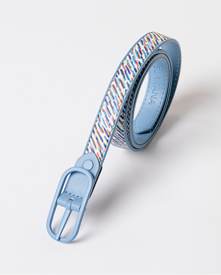 Surkana Cinturón Fino Reversible Azul