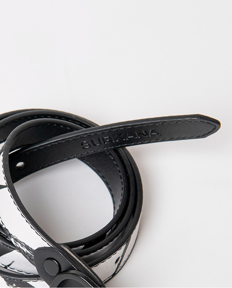 Surkana Cinturón Fino Reversible Negro