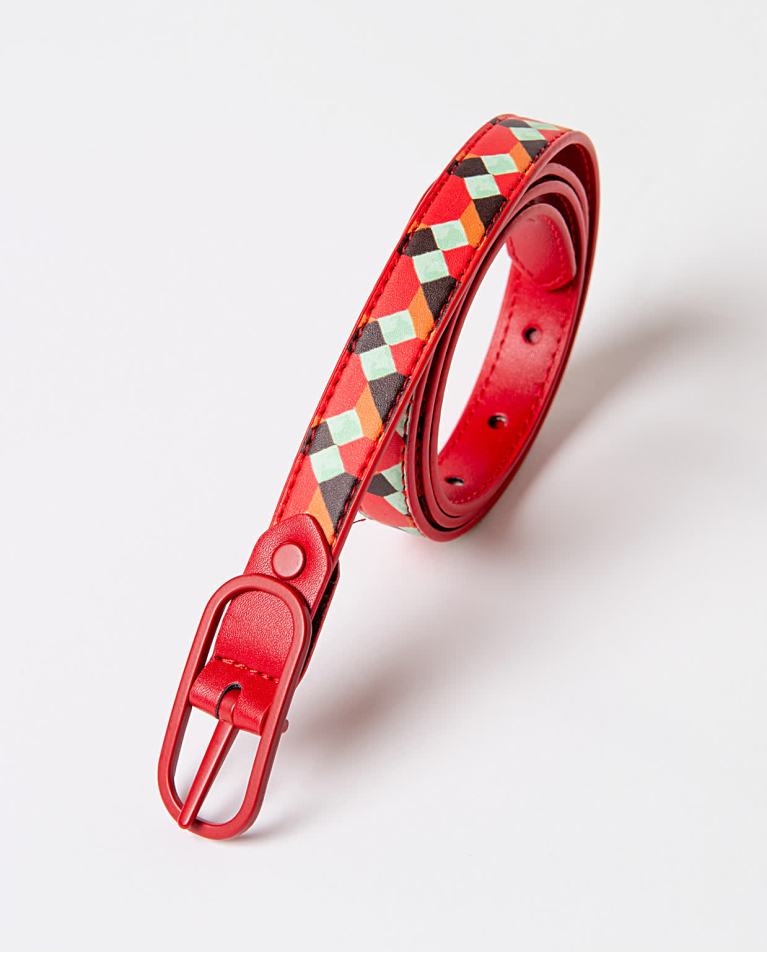 Surkana Cinturón Fino Reversible Rojo