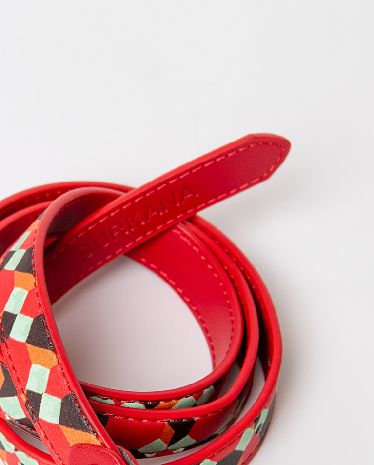Surkana Cinturón Fino Reversible Rojo
