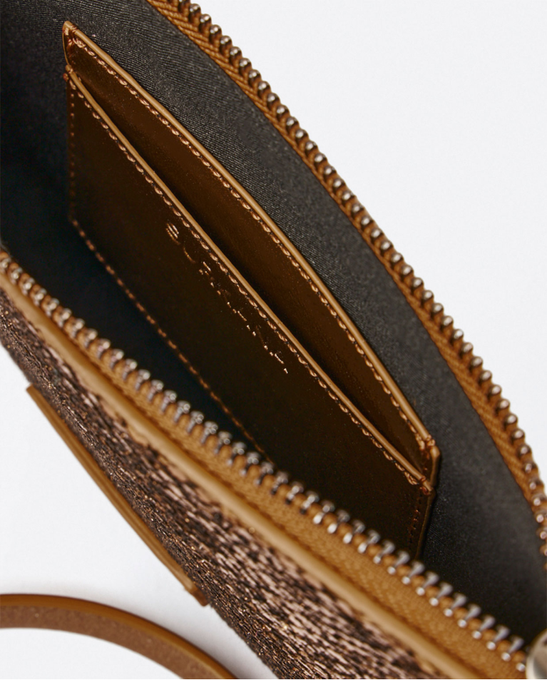 Surkana Clutch Metalizado Con Asa Cobre