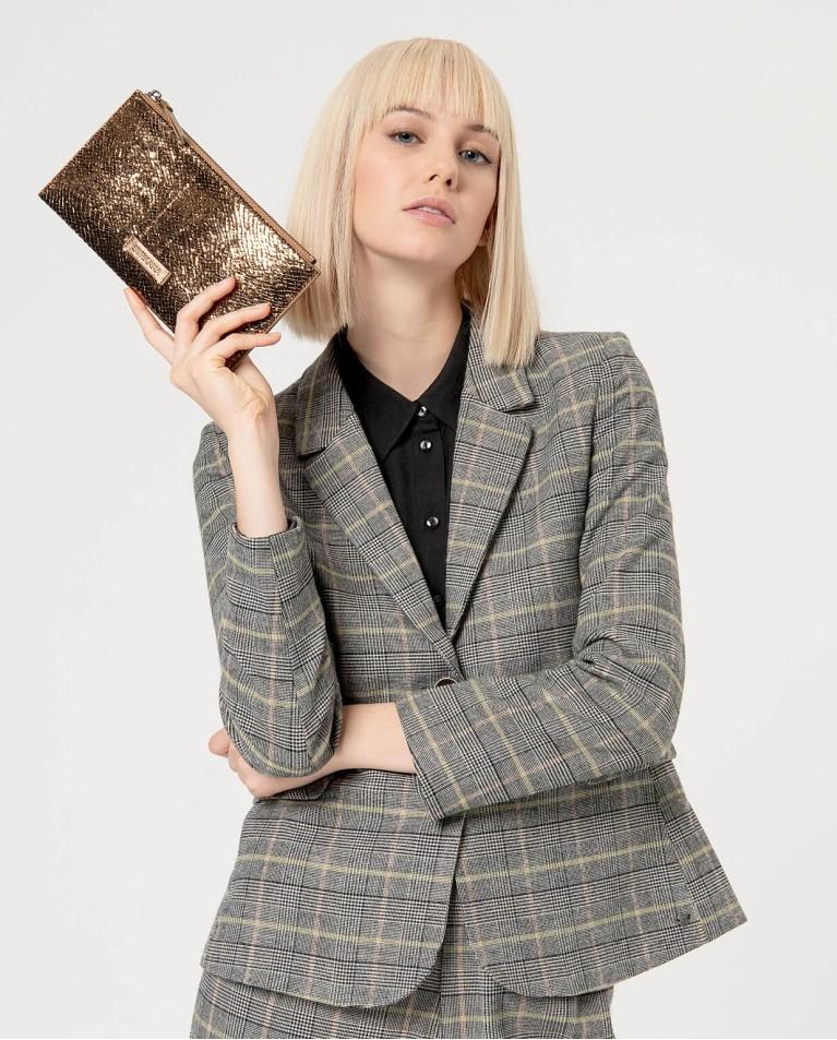Surkana Clutch Metalizado Con Asa Cobre