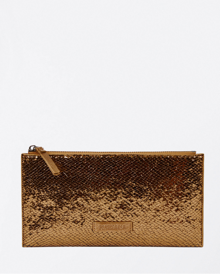 surkana Clutch metalizado con asa Cobre