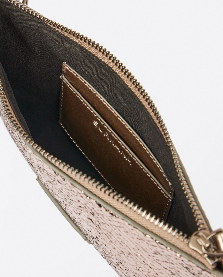 Surkana Clutch Metalizado Con Asa Plata