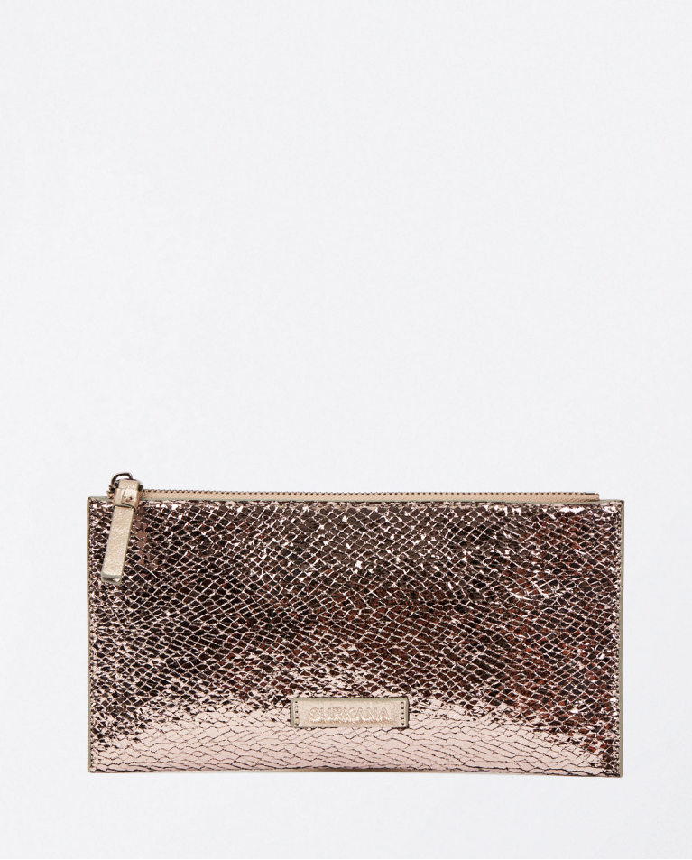 surkana Clutch metalizado con asa Plata