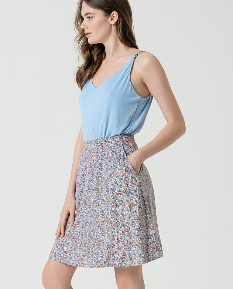 Surkana Falda Corta Elástica Estampada Azul