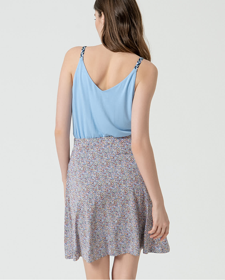 Surkana Falda Corta Elástica Estampada Azul