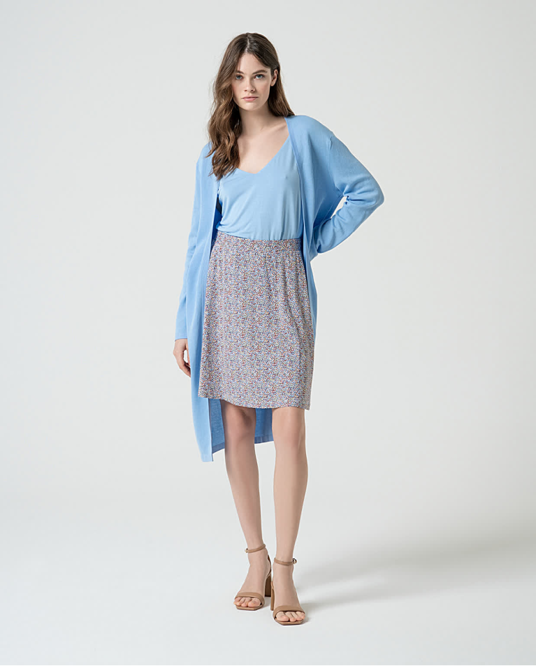 Surkana Falda Corta Elástica Estampada Azul