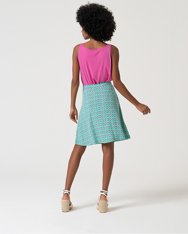 Surkana Falda Corta Elástica Estampada Turquesa