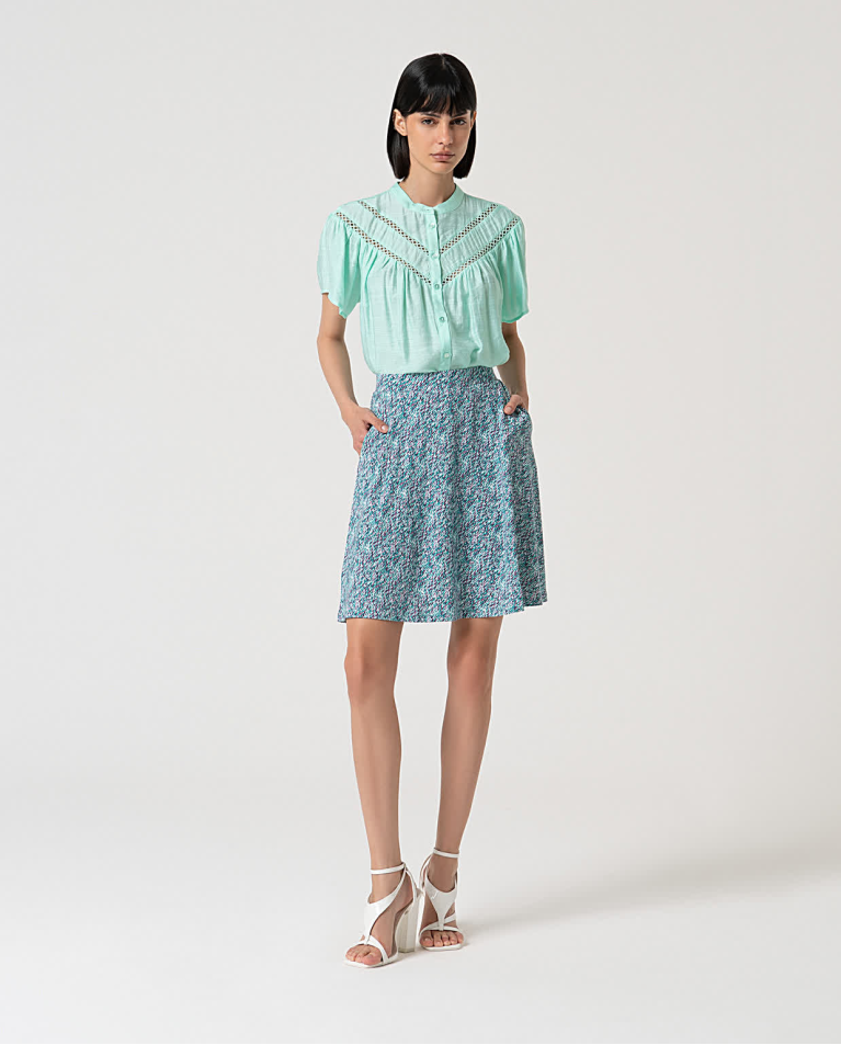 surkana Falda corta elástica estampada Turquesa