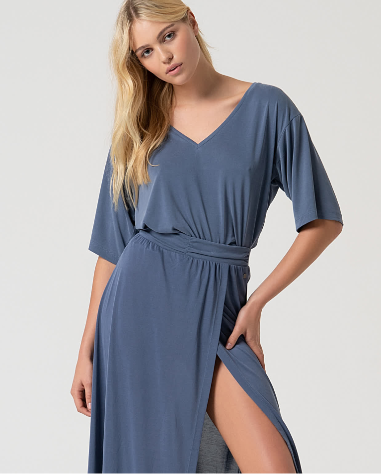 Surkana Falda Elástica Con Abertura Indigo