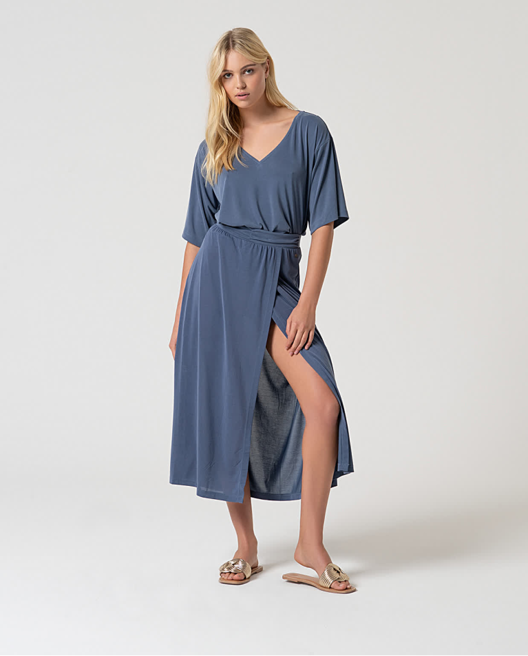 surkana Falda elástica con abertura Indigo