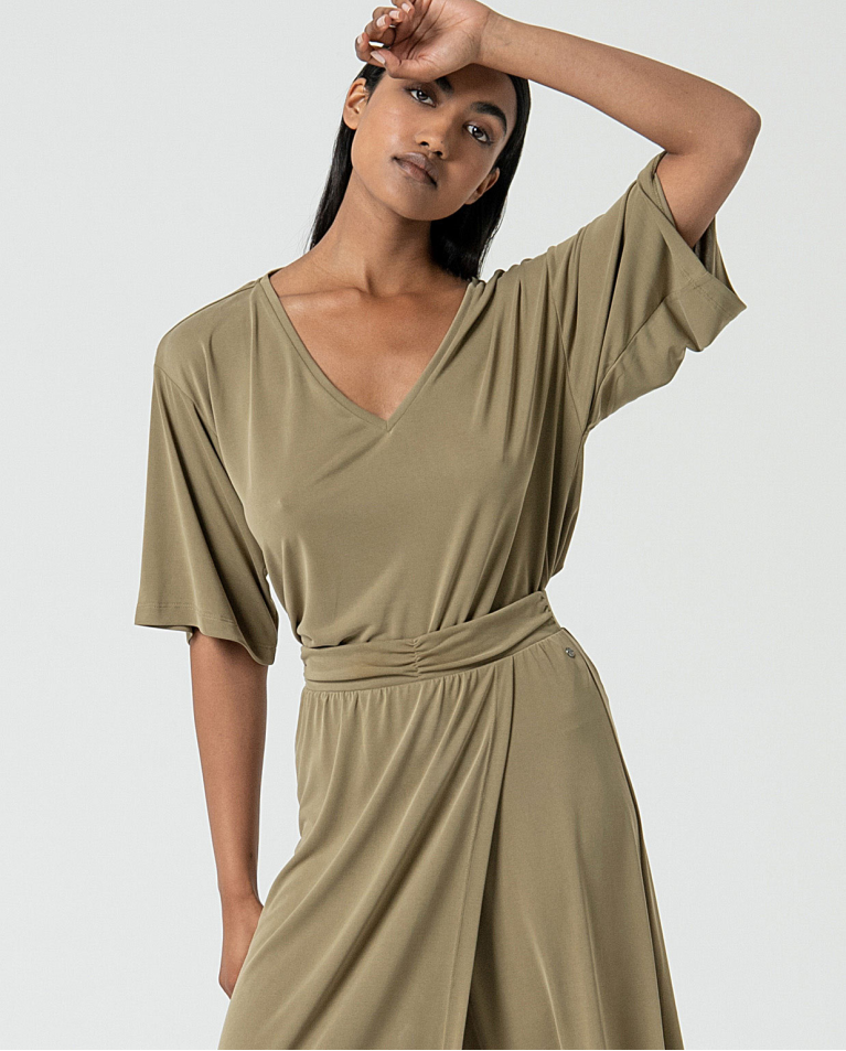 Surkana Falda Elástica Con Abertura Marrón