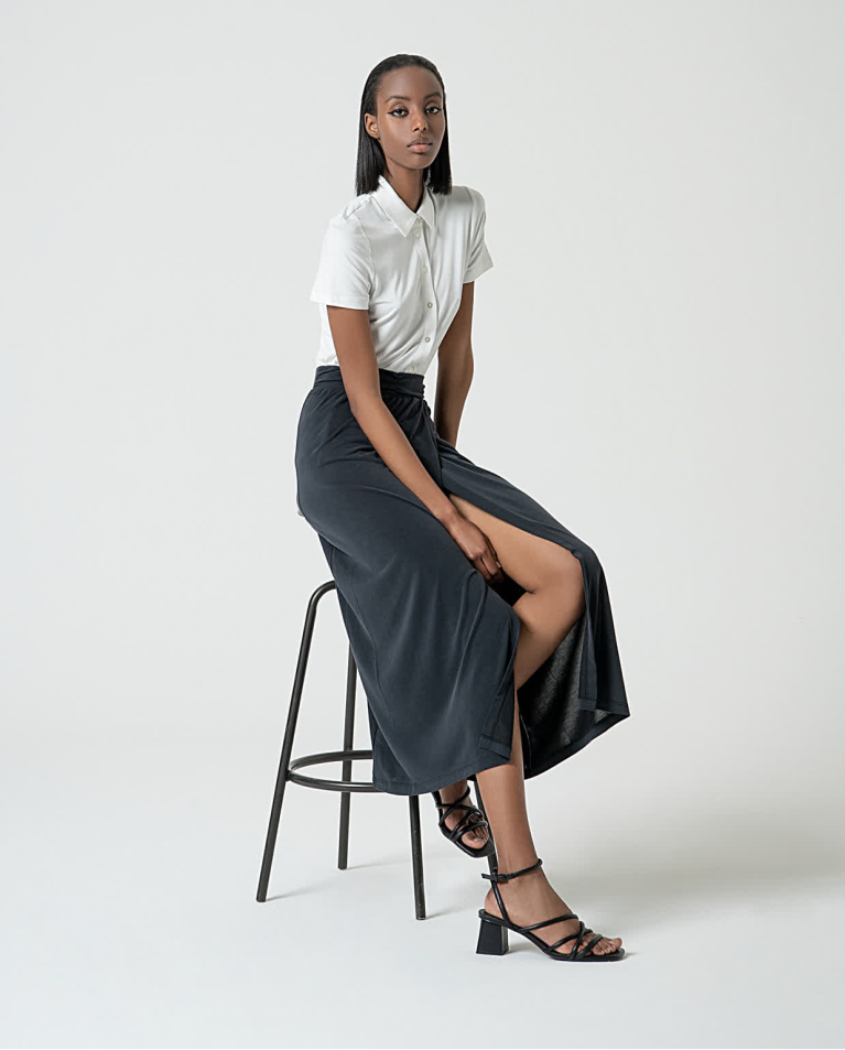 Surkana Falda Elástica Con Abertura Negro