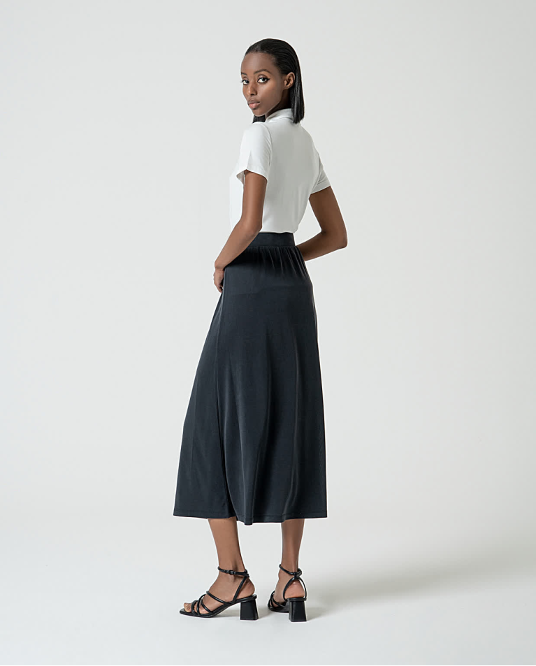 Surkana Falda Elástica Con Abertura Negro