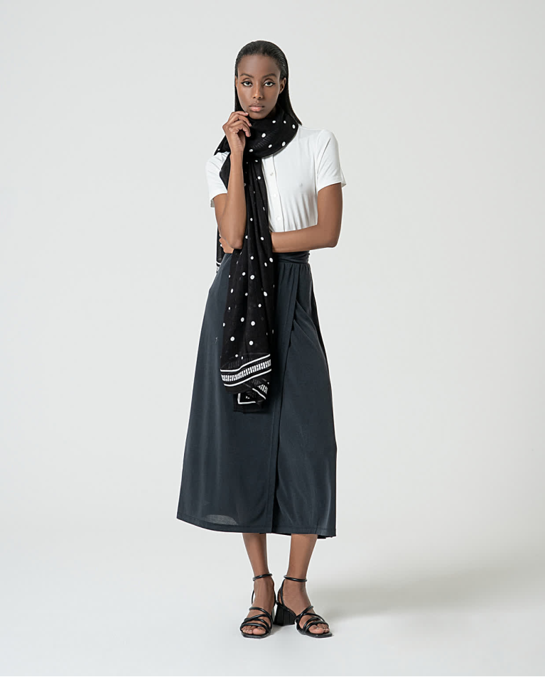 Surkana Falda Elástica Con Abertura Negro